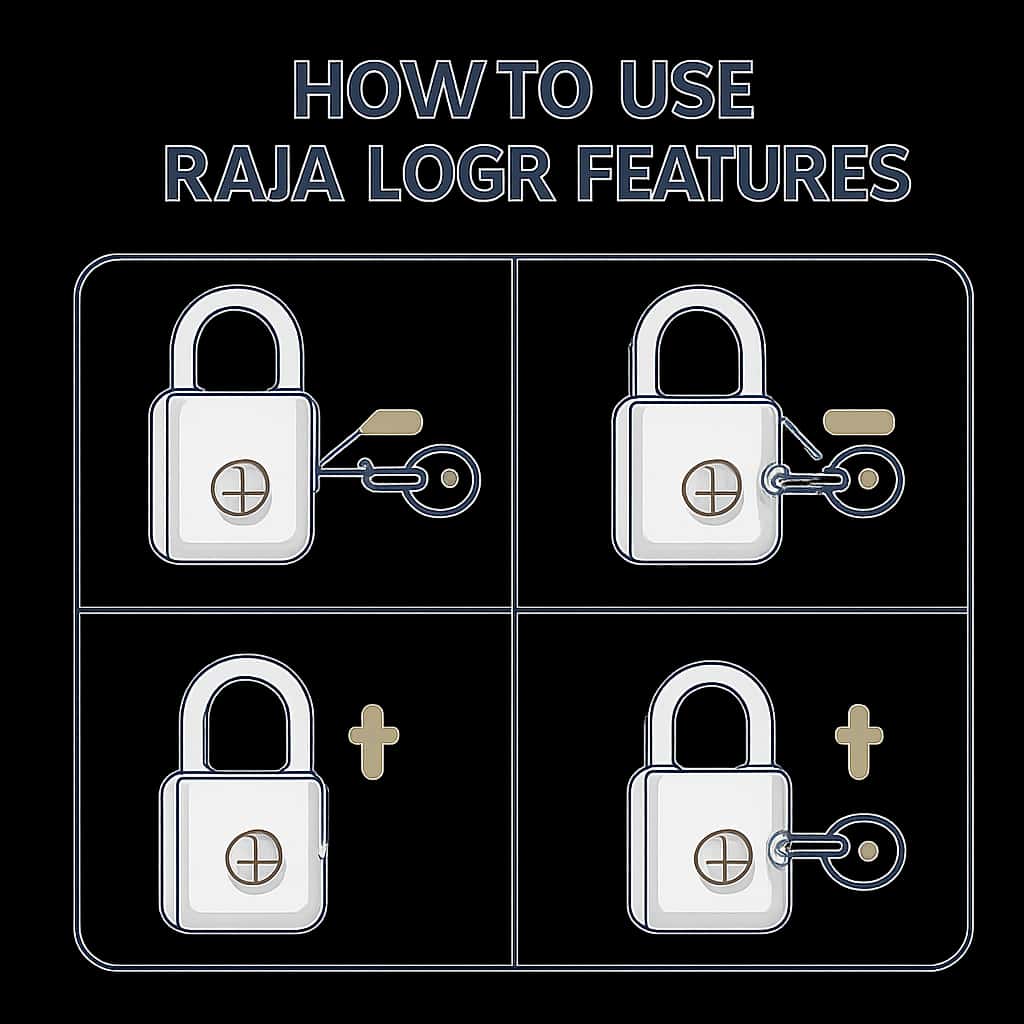 An educational diagram detailing Raja Lock features.