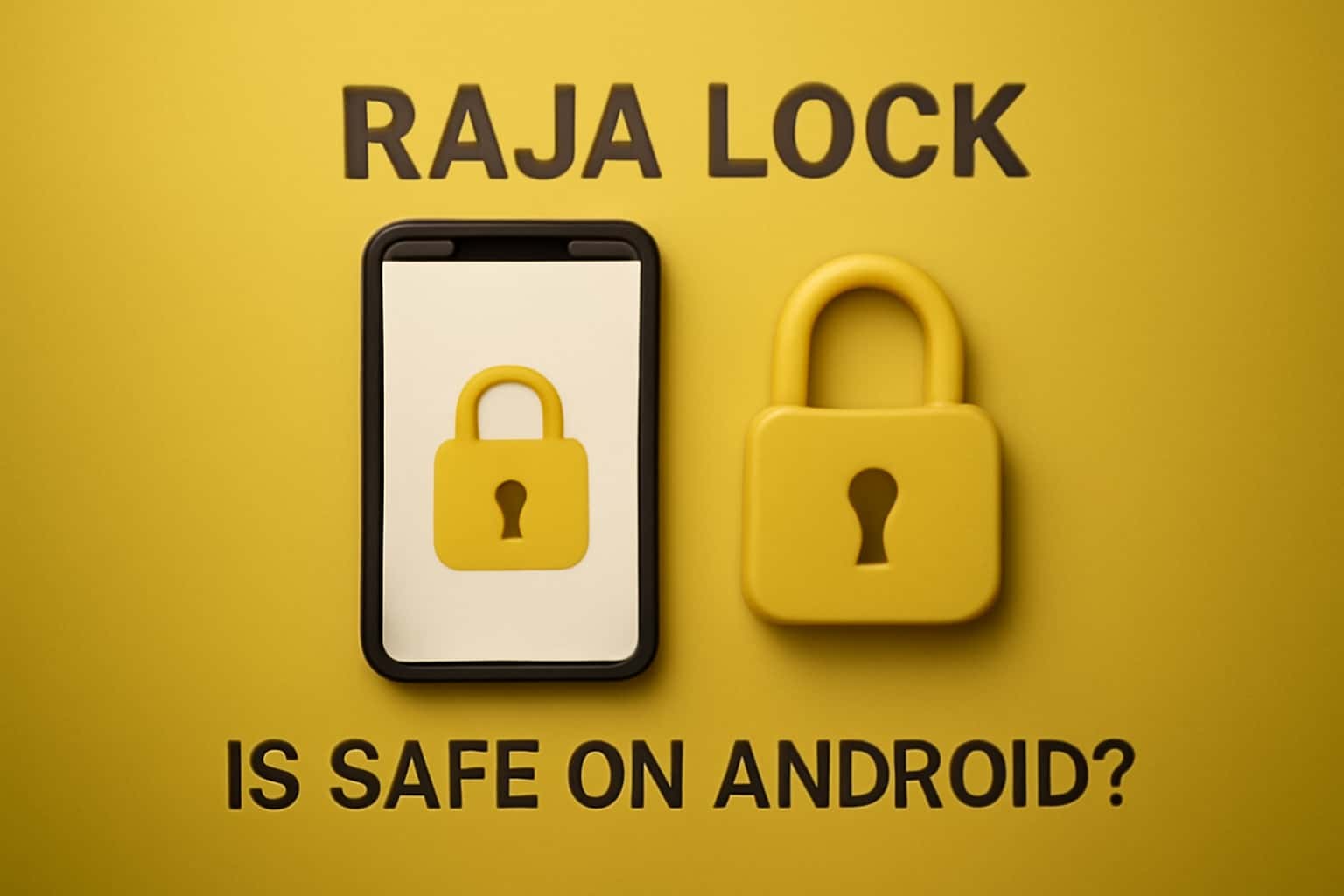 Informational scene illustrating the safety features of Raja Lock on Android devices.