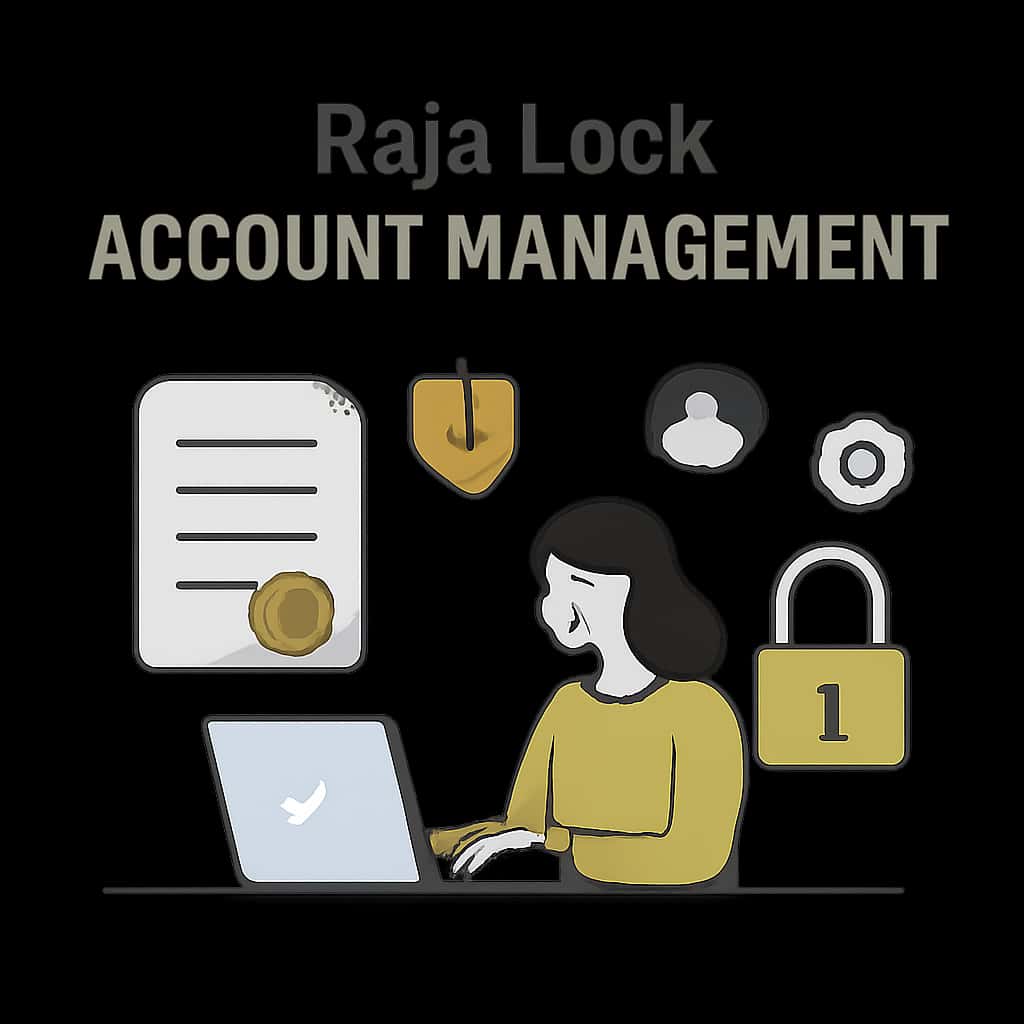 An educational diagram detailing the features of Raja Lock Account Management.