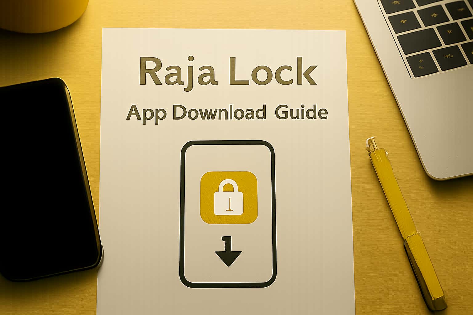 An informative visual graphic representing the Raja Lock App Download Guide with clear text.