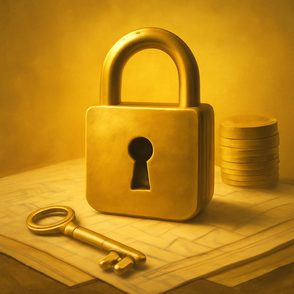 An icon representing account security for Raja Lock, designed with #c7bc22.