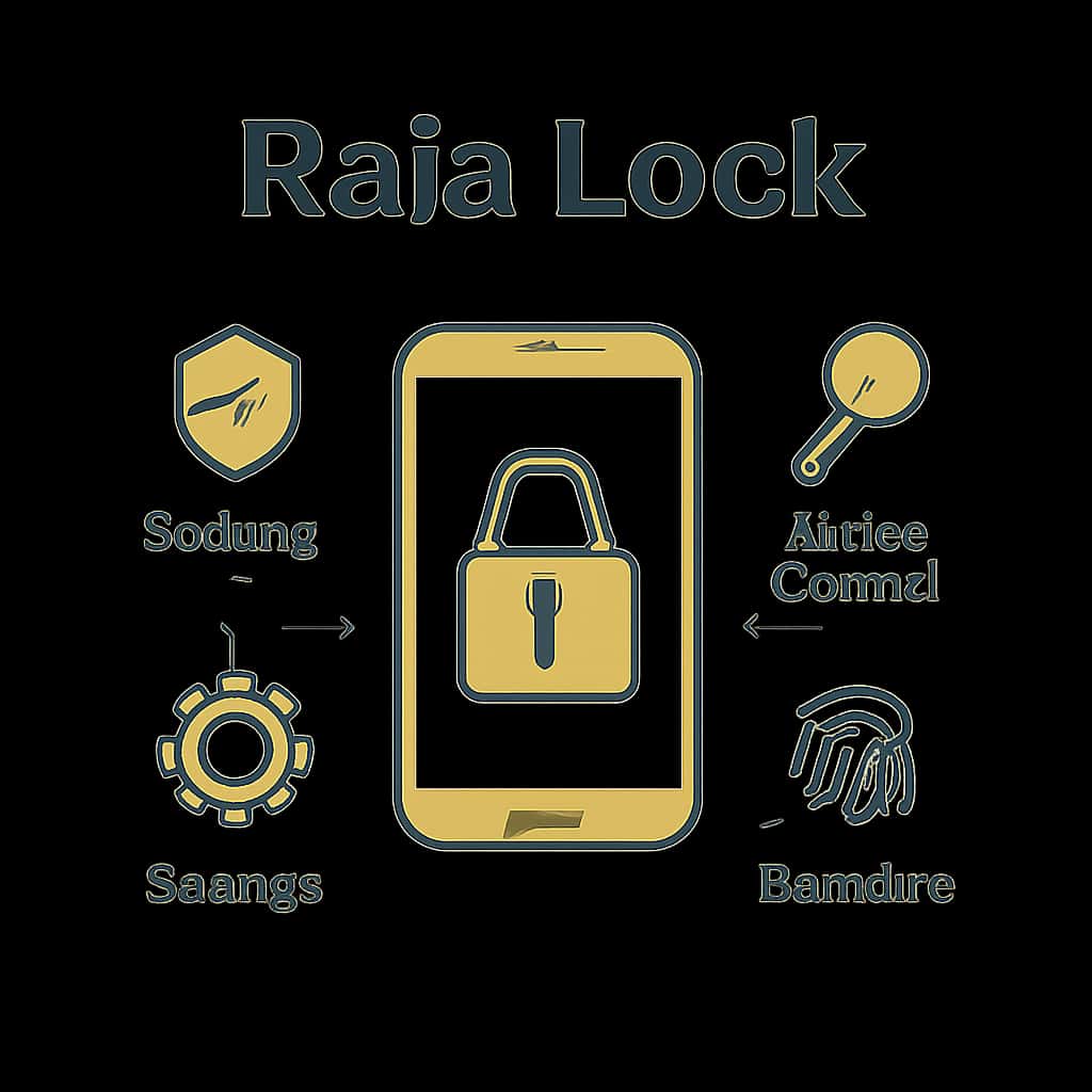 A diagram illustrating the features of Raja Lock mobile app.