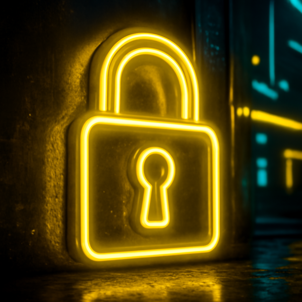 An icon representing account security for Raja Lock, designed with #c7bc22.