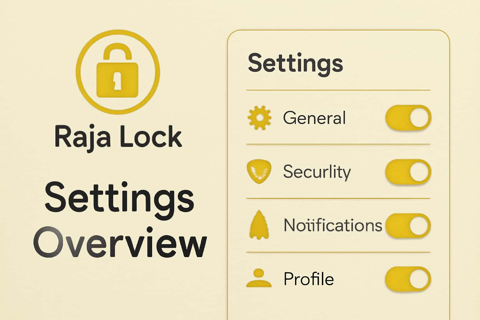 An informative scene illustrating the Raja Lock Settings Overview with a high-tech design.