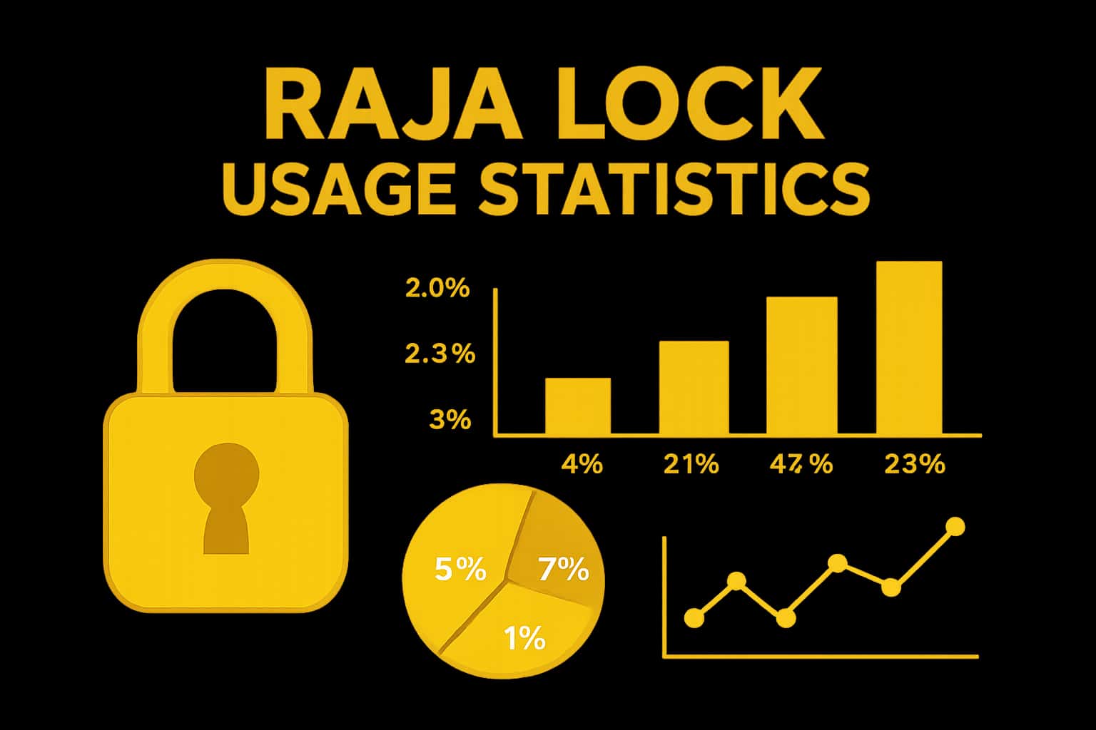 An informational graphic illustrating Raja Lock Usage Statistics in a modern design.